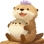 抱着草莓的海獭插图